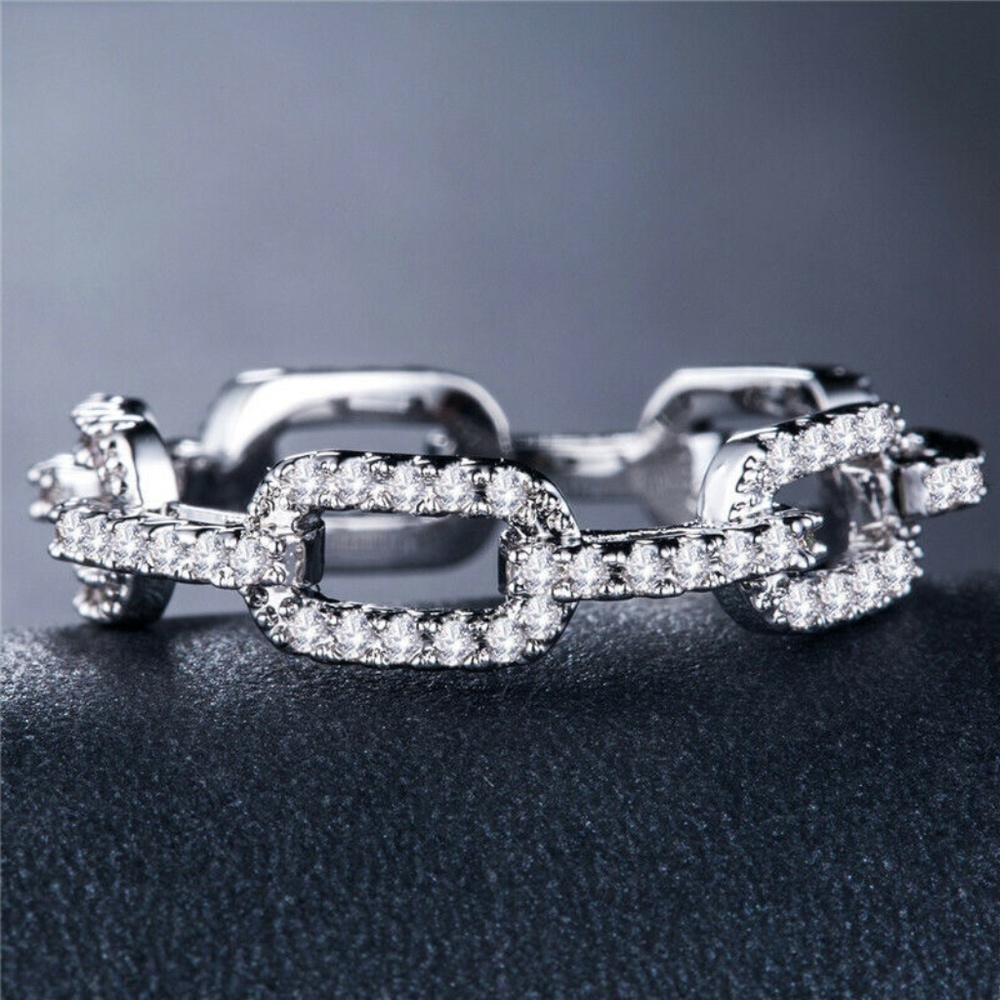 Elegant 925 Silver White Sapphire Ring New - Picture 3 of 3